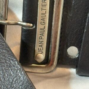 Jean Paul Gaultier Black Leather Belt with charms.